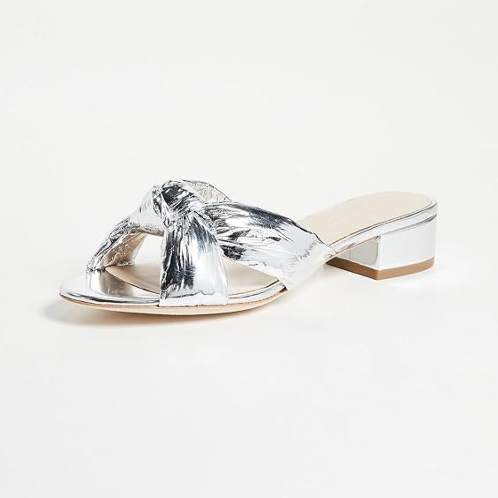 Loeffler Randall Metallic Elsie silver knot wedge heel